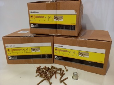 18,500 (DIALL) 4 X L30 WOOD SCREWS CONTAINED IN 10 BOXES