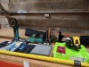 APPROX 15 X ITEMS TO INCLUDE - 18V MAKITA ANGLE GRINDER WITH SPARE BATTERY & CHARGER, STANLEY FATMAX LAZER LEVEL WITH MEASURING STICK & CARRY CASE, DUCT TAPE ETC..