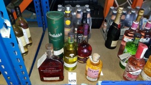 15 X BOTTLES OF ALCOHOLIC BEVERAGES TO INCLUDE - CIROC, JACK DANIELS, GLENFIDDICH, WOODFORD RESERVE, WHITLEY NEILL, COURVOISIER, DRY GIN AND 8 X ROBINSONS UNICORN COPPER ALE