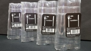 240 X PACKS OF 6 HIGH BALL SLIM JIM CLEAR PLASTIC TUMBLERS IN 60 DISPLAY BOXES