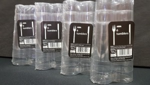 240 X PACKS OF 6 HIGH BALL SLIM JIM CLEAR PLASTIC TUMBLERS IN 60 DISPLAY BOXES