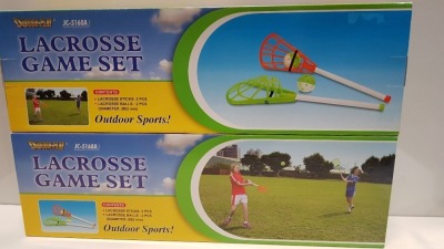 20 X BRAND NEW BOXED OUTDOOR-PLAY LACROSSE GAME SET INCLUDING 2 X LACROSSE STICKS AND 2 X BALLS - PICK LOOSE