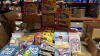 APPROX 300+ ASSORTED TOY LOT CONTAINING FUN PLANE AIRPORT SETS, DOODLE PENCIL CASES, SHIP ENGINEERING, DISNEY PIXAR BIG BOOK OF FUN, CHILDRENS CD ALBUMS, BANGLE KITS, SPARKLE MAGIC ETC