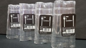 240 X PACKS OF 6 HIGH BALL SLIM JIM CLEAR PLASTIC TUMBLERS IN 60 DISPLAY BOXES