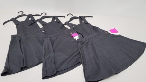 APPROX 170 X BRAND NEW ASSORTED CHILDRENS SCHOOLWEAR IE GIRLS SLIM LEG PANTS, GREY PINAFORE DRESS AND WHITE SCHOOL SHIRT.