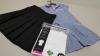 8 FULL TRAYS CONTAINING BRAND NEW ASSORTED CHILDRENS SCHOOLWEAR IE CHEQUERED PINAFORE DRESS, GIRLS SCHOOL POLO SHIRTS, SKIRTS ETC