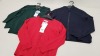 APPROX 150 X BRAND NEW ASSORTED CHILDRENS SCHOOLWEAR IE BLUE AND GREEN JUMPER AND RED GIRLS CARDIGAN - IN 5 BOXES