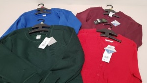 APPROX 150 X BRAND NEW ASSORTED CHILDRENS SCHOOLWEAR IE RED, BLUE AND BLACK JUMPERS - IN 5 BOXES