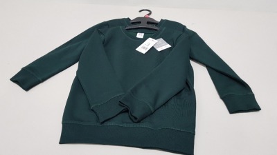 APPROX 180 X BRAND NEW GREEN BOYS COTTON RICH SWEATSHIRTS - IN 6 BOXES