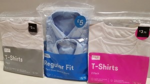 5 FULL TRAYS CONTAINING BRAND NEW ASSORTED SCHOOLWEAR IE REGULAR FIT SHORT SLEEVE SHIRT AND T-SHIRTS - MINIMUM £400.00 RETAIL