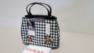 2 X BRAND NEW GUESS (JENNIFER LOPEZ) BLACK / WHITE CHECKER BAGS (WITH DUST BAG) RRP: $98.00pp