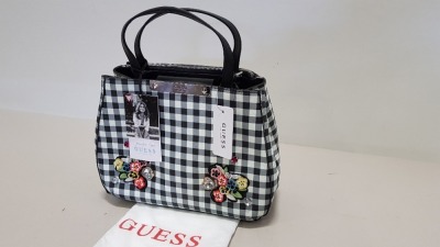 2 X BRAND NEW GUESS (JENNIFER LOPEZ) BLACK / WHITE CHECKER BAGS (WITH DUST BAG) RRP: $98.00pp