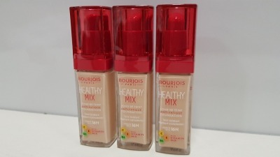 45 X BRAND NEW BOURJOIS HEALTHY MIX ANTI-FATIGUE FOUNDATION - N'50 ROSE IVORY - 30ML