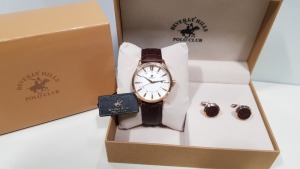 BRAND NEW BEVERLY HILLS POLO CLUB MENS WATCH + CUFFLINKS SET PRODUCT CODE: BH511-05B