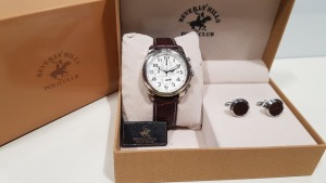 BRAND NEW BEVERLY HILLS POLO CLUB MENS WATCH + CUFFLINKS SET PRODUCT CODE: BH107-01-GS