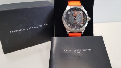 5 X BRAND NEW FRENCH CONNECTION ORANGE GENUINE LEATHER STRAPPED WATCH PRODUCT CODE: FC1192O