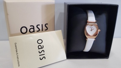 5 X BRAND NEW OASIS LADIES WHITE WATCH WITH ROSE GOLD HEART SHAPED FACE AND GENUINE LEATHER STRAP PRODUCT CODE: B1517