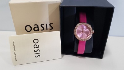 5 X BRAND NEW OASIS LADIES PINK WATCH WITH BABY PINK ROUND FACE, ROSE GOLD EDGING AND GENUINE LEATHER STRAP PRODUCT CODE: B1454