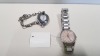 2 PIECE MIXED WATCH LOT CONTAINING 1 X CALVIN KLEIN WATCH WITH ROSE GOLD AND MARBLE FACE 1 X CALVIN KLEIN CURVED FACE WATCH WITH CHAIN BRACELET