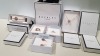 MIXED BUCKLEY LONDON JEWELLERY LOT TO INCLUDE ROSE GOLD EARRINGS, 3 TONE RING, ROSE GOLD RING, ROSE GOLD SWIRL NECKLACE AND ROSE GOLD PENDANT BRACLET - ALL INDIVIDUALLY BOXED / EACH BOX COMES WITH BRANDED GIFT BAGS