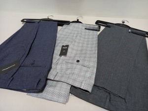 20 X PAIRS OF BRANDED GENTS ASSORTED BLACK, GREY, NAVY BLUE TROUSERS WITH TAGS IN ASSORTED SIZES - TOTAL RRP £320