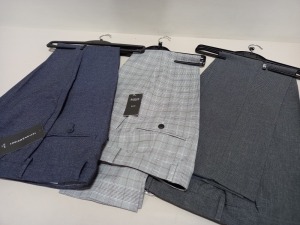 20 X PAIRS OF BRANDED GENTS ASSORTED BLACK, GREY, NAVY BLUE TROUSERS WITH TAGS IN ASSORTED SIZES - TOTAL RRP £320