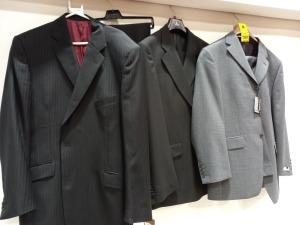 3 X BRAND NEW MENS SUITS (SIZES NOT LABELLED) BY PUNTASETTA, GINO BELLINI & 4 YOU