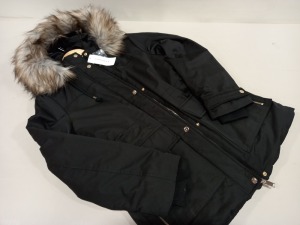 5 X BRAND NEW TOPSHOP WOMENS BLACK ZIP UP COATS (1 X SIZE 10, 4 X SIZE 4) - £69 / £65.99 EACH - TOTAL £332.96