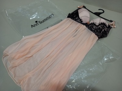 14 X ANN SUMMERS KATYA BABYDOLL PINK / BLACK NEGLIGEE SIZE UK SMALL B-C RRP £45 EACH TOTAL £630