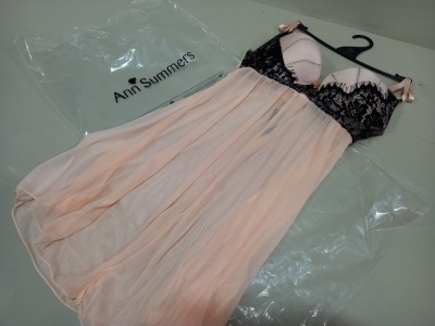 14 X ANN SUMMERS KATYA BABYDOLL PINK / BLACK NEGLIGEE SIZE UK SMALL B-C RRP £45 EACH TOTAL £630