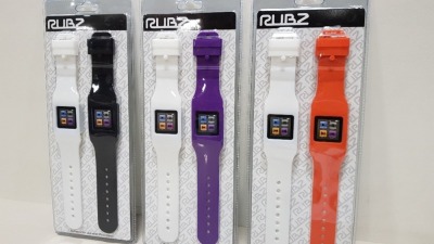 APPROX 450 X BRAND NEW RUBZ SETS OF 2 WATCH STRAPS - IN 10 BOXES