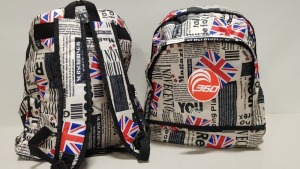 45 X 360 BACKPACKS WITH MAGAZINE & UNION JACK DESIGN IN 3 BOXES