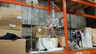 3 X BRAND NEW ITEMS OF LIGHTING LARGE - IE. DECORATIVE CHANDELIER, STANDARD LAMP & CEILING LAMP - WITH BOXES