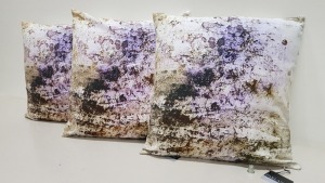 50 X BRAND NEW PARLANE PURPLE / BROWN ABSTRACT DESIGN FILLED CUSHIONS SIZE 43CM SQUARE - IN 2 CARTONS