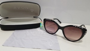 50 X PAIRS OF BRAND NEW AVON CATEYE SWAROVSKI SUNGLASSES WITH CARRY CASE & CLEANING CLOTH - IN 2 CARTONS