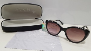 50 X PAIRS OF BRAND NEW AVON CATEYE SWAROVSKI SUNGLASSES WITH CARRY CASE & CLEANING CLOTH - IN 2 CARTONS