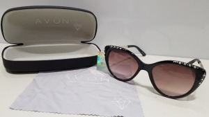 50 X PAIRS OF BRAND NEW AVON CATEYE SWAROVSKI SUNGLASSES WITH CARRY CASE & CLEANING CLOTH - IN 2 CARTONS