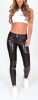 10 X BRAND NEW HUGZ JEANS DESIGNER BRANDED BLACK COL FAUX LEATHER BIKER PANTS MID WAIST SIZE 14 - XL - IN INDIVIDUAL BAGS WITH TAGS - BARCODE 1119998884005 - RRP £70 @ TOTAL £700