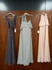 3 X EVENING DRESSES TO INCLUDE - -WTOO/ SIZE 10 / DESIGN - 301 -WTOO/COLOUR - PINK TULIP/STYLE - 00870/ SIZE SMALL/£195 -WTOO/STYLE - 00343/SIZE 18W/COLOUR - PEWTER/£185