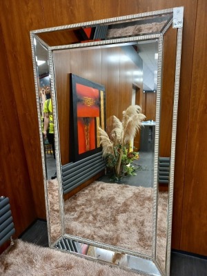 1 X LARGE GLASS MIRROR WITH ANGLEDSURROUND. DIMENSIONS - 1.8M LENGTH X 1M WIDTH X 80MMDEEP