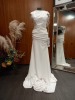 1 X (PRONOVIAS BARCELONA MELVA MODERN) WEDDING DRESS MODEL - MELVA OFF WHITE/CRST CREPE & TL & DH & D SIZE - UK 10 RRP - £1,775