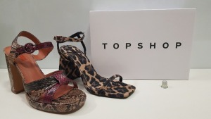 15 X BRAND NEW TOPSHOES SHOES - RIPPLE NATURAL HEELS RRP £49.00 AND ROCCO TRUE LEOPARD HEELS RRP £39.00 UK SIZE 5, 6, 7 AND 9 (MINIMUM TOTAL RRP £585.00)
