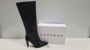 4 X BRAND NEW TOPSHOP SHOES - TAYLOR BLACK KNEE HIGH BOOTS UK SIZE 6 (TOTAL RRP £480.00)