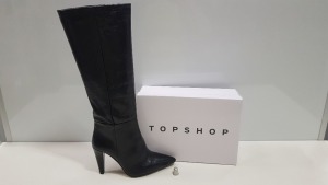 3 X BRAND NEW TOPSHOP SHOES - TAYLOR BLACK KNEE HIGH BOOTS UK SIZE 6 AND 3 (TOTAL RRP £360.00)