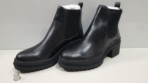 16 X BRAND NEW TOPSHOP SHOES - BLACK BIANCA ANKLE BOOTS UK SIZE 7 AND 8 RRP £36.00 (TOTAL RRP £576.00)