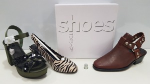 16 X BRAND NEW TOPSHOP SHOES - IE LOTUS KHAKI, NIC BLACK, WOLF BLACK AND RITA NUDE ETC (TOTAL RRP £984.00)