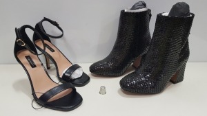 14 X BRAND NEW TOPSHOP SHOES - IE 6 X SAGE BLACK HIGH HEELS UK SIZE 2 AND 4 AND 8 X TOPSHOP BELIZE KHAKI BOOTS RRP £39.00