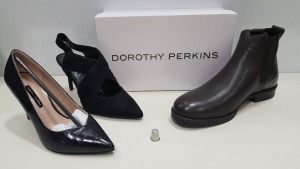 12 X BRAND NEW DOROTHY PERKINS AND SELECTED SHOES - IE DOROTHY PERKINS BLACK DRAKE CORE COURTS HEELS AND SELECTED BOOTS