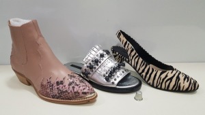 19 X BRAND NEW TOPSHOP SHOES - IE PINK NOVEL SHOES, ZEBRA PRINT HEALED SHOES, TRUE LEOPARD PUMPS AND ARSON PINK LEATHER BOOTS ETC