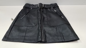 15 X BRAND NEW TOPSHOP BLACK LEATHER SKIRTS MIXED SIZES RRP £30.00